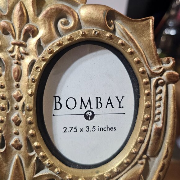 Gold Crowned Double Oval Picture Frame By Bombay 2.75" X 3.5" - Picture 4 of 9